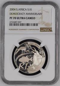 *** PERFECT *** Protea 2004 Proof Silver R1 Democracy - PF70 Ultra Cameo.