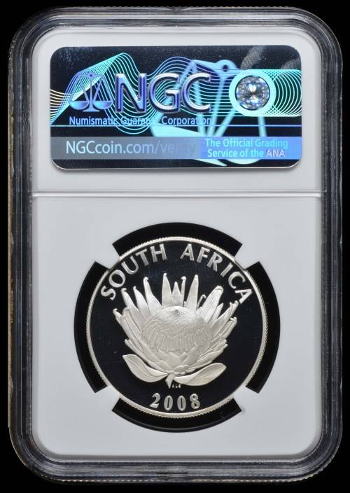 *** PERFECT *** 2008 Proof Protea Silver R1 Mahatma Gandhi - PF70 Ultra Cameo - Top Class Coin !!!