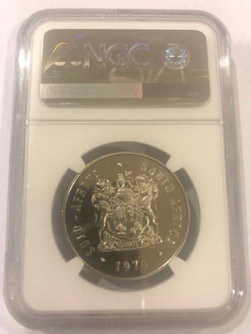 ** Only 1 x Coin Graded Higher ** 1974 Silver R1 - Pretoria Mint Anniversary - NGC Graded PF68 Cameo