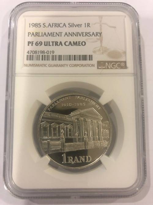 ** Finest Known Grade ** 1985 Parliament Anniversary Proof Silver R1 - NGC Graded PF69 Ultra Cameo.