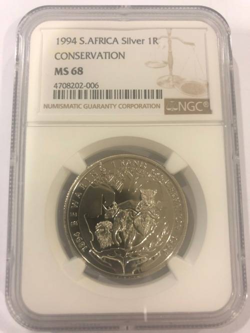 *** BRILLIANT UNC *** 1994 Conservation Protea UNC Silver R1- NGC Graded MS68 - Only 2 Better !!!