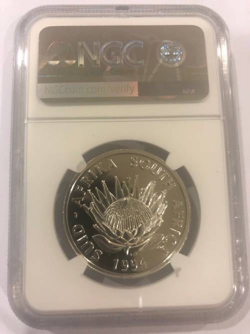 *** BRILLIANT UNC *** 1994 Conservation Protea UNC Silver R1- NGC Graded MS68 - Only 2 Better !!!