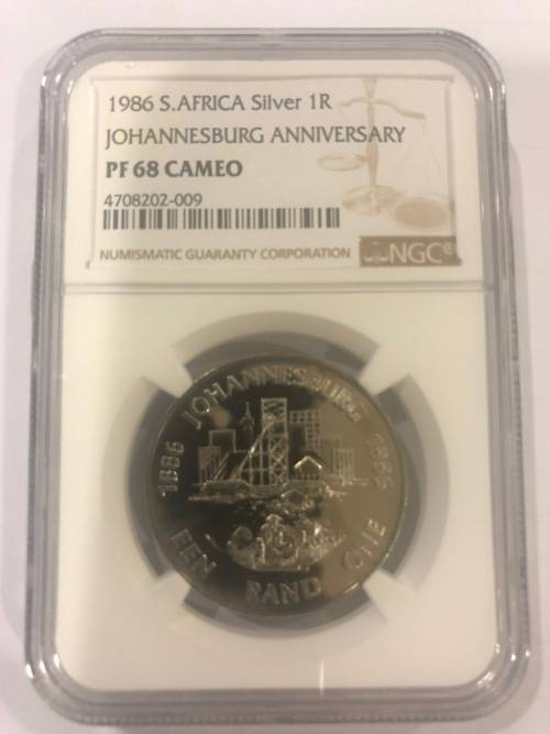 *** Finest Known In Cameo *** 1986 Proof Silver R1 - Johannesburg Anniversary - NGC PF68 Cameo