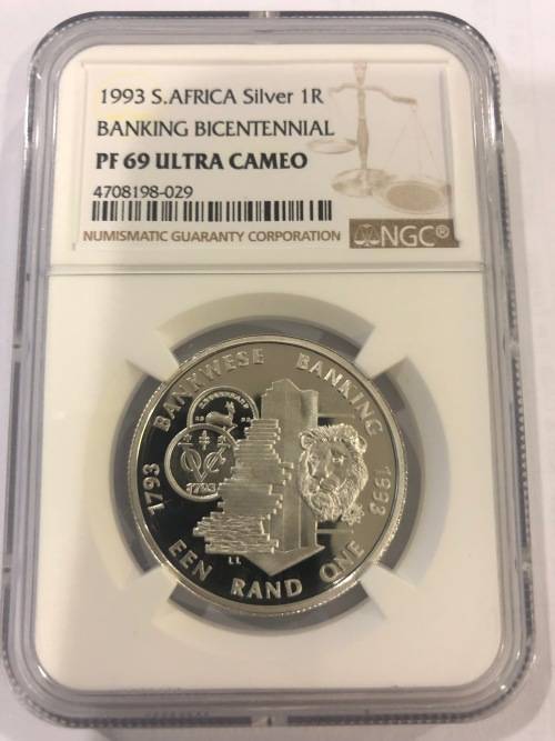 1993 Banking Protea Silver R1 Proof - NGC Graded PF69 Ultra Cameo - Only 6 Better !!!