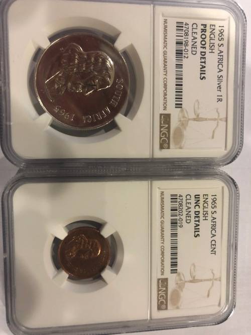 1965 English Proof Silver R1 & 1965 English UNC One Cent - One Bid For Both Coins !!!