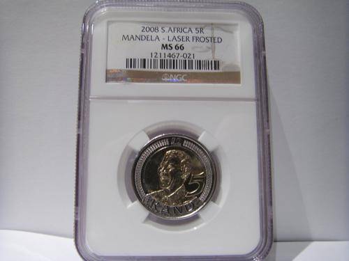 *** FINEST GRADE *** LASER FROSTED - MS66 MANDELA 90TH BIRTHDAY R5