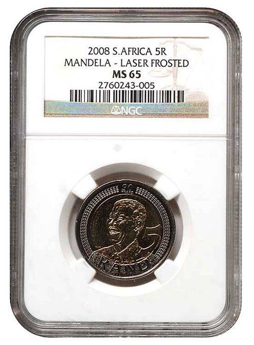 *** HIGHLY GRADED *** LASER FROSTED - MS65 MANDELA 90TH BIRTHDAY R5