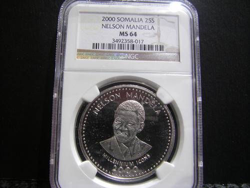 " 3rd Finest Grade " NGC MS64 Nelson Mandela 2000 Somalia 25 Shilling's. Crazy R1 Start.