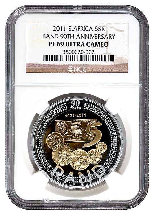 ** 1ST CROWN ON BOB * 2011 SARB Silver Proof Crown 90th Anniversary R5 - NGC Graded PF69 Ultra Cameo
