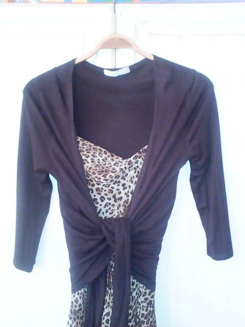 CHOCOLATE BROWN WRAP TOP (SIZE 10 'XOXO')