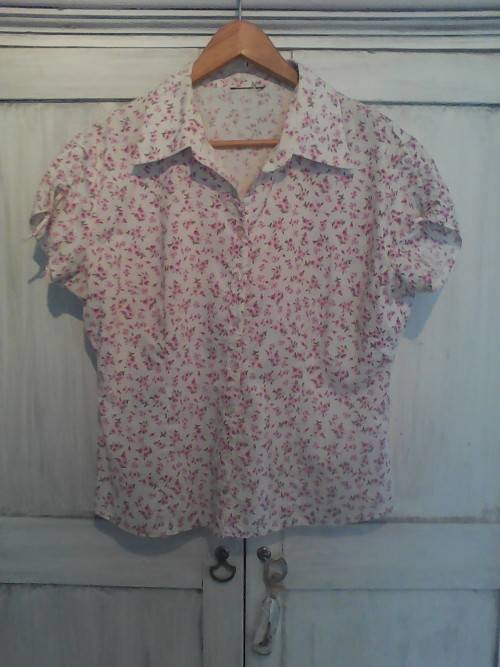 PRETTY PINK AND WHITE BUTTON DOWN SHIRT (SIZE 14/38)