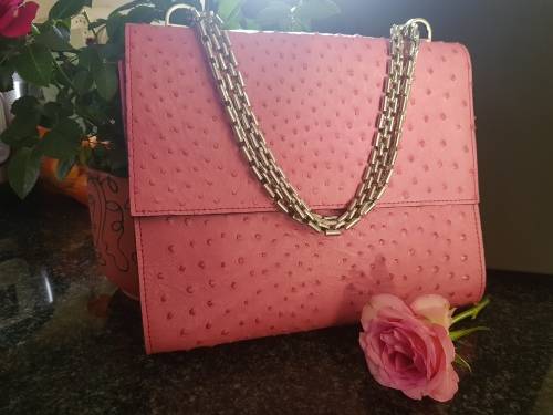 Elegant, Stylish & Timeless - Genuine Handmade Ostrich Leather Designer Handbag in Gorgeous Pink