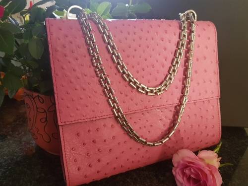 Elegant, Stylish & Timeless - Genuine Handmade Ostrich Leather Designer Handbag in Gorgeous Pink