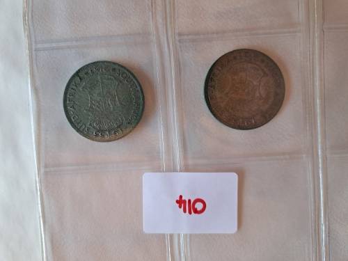1954 & 1955 2 1/2 Shillings Half Crown Coins (2pc)
