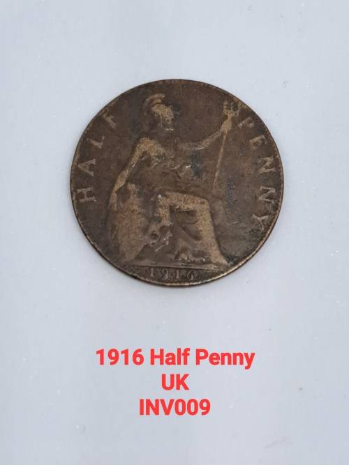 1916 HALF PENNY HM KING GEORGE V ENGLAND GREAT BRITAIN
