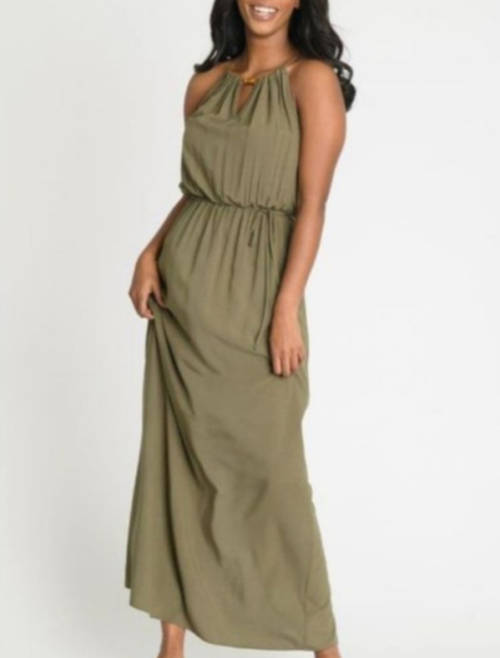 CONTEMPO KHAKI GREEN MAXI LENGTH SUMMER DRESS SIZE