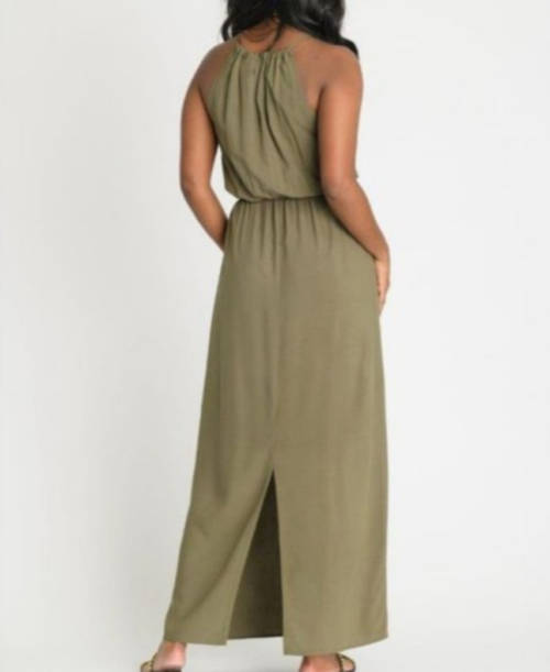 CONTEMPO KHAKI GREEN MAXI LENGTH SUMMER DRESS SIZE