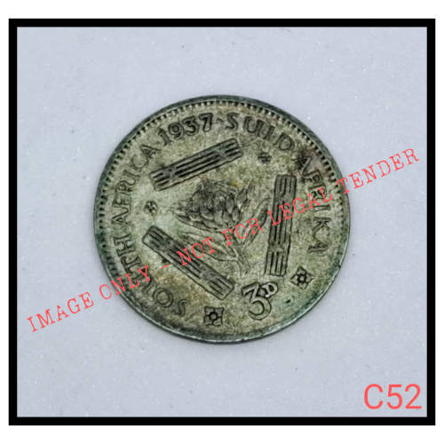 1937 THREE PENCE 3D SOUTH AFRICAN COIN