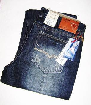 NEW STYLE ( 36 Only ) - Mens GUESS Blue Jeans ( Dark Blue )