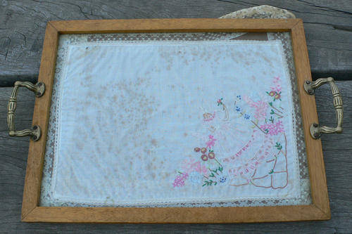Vintage Wooden Tray With Brass Handles - GOOD CONDITION!!!  Give-Away Price