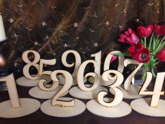 Laser cut wooden table numbers