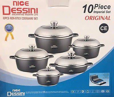 10 PIECE DIE CAST ALUMINIUM NON STICK COOKWARE SET
