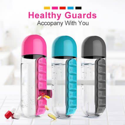 Pill & Vitamin Organizer Water Bottle