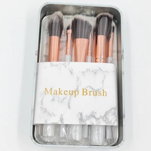 MAKEUP BRUSH SET WITH MARBLE STORAGE TIN - 8PCS
