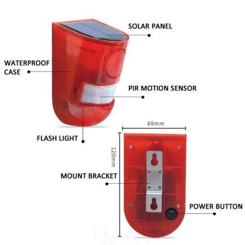 6LED Waterproof Solar Alarm Light