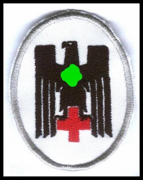 Embroidered WWII German Red Cross patch on White material