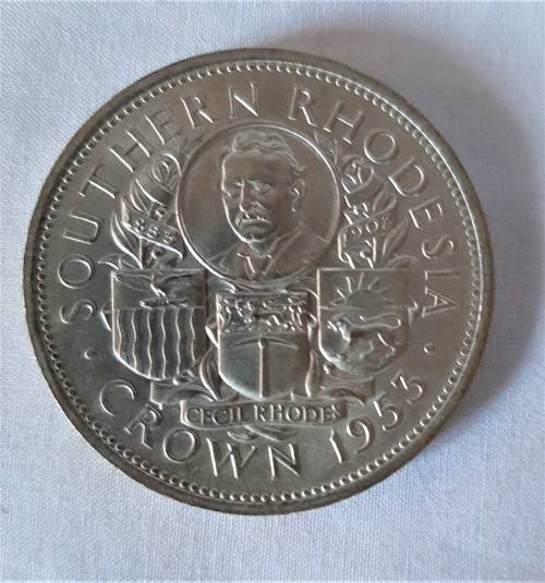 Genuine Southern Rhodesia 1953 Rhodes Centenary 5` Crown in original case VALUABLE!!