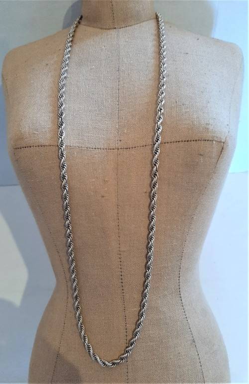 Another Heavy and longer 62cm twist rope design solid 925 silver neck chain working clasp, 14.9gr