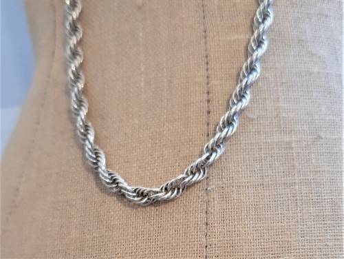 Another Heavy and longer 62cm twist rope design solid 925 silver neck chain working clasp, 14.9gr