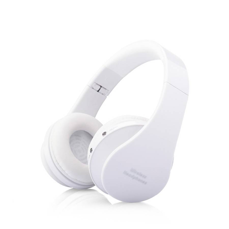 Wireless Bluetooth Headphones Stereo Foldable Headset with Microphone - White
