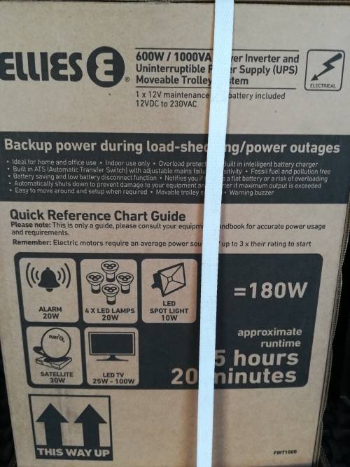Ellies 600W/1000VA Inverter with Trolley Modified Sinewave * Brand new boxed unit *