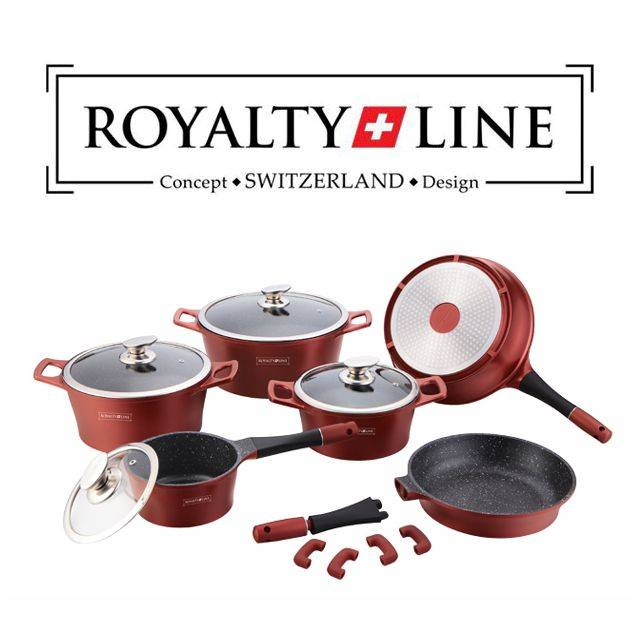 New Royalty Line 14-Piece Marble Coating Cookware Set - Fast Delivery