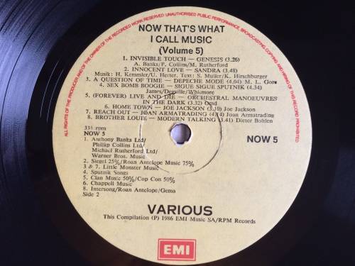 NOW That`s What I Call Music 5 (Double LP + David Bowie/Jermaine Stewart Pink Promo LP) (VG/VG+)