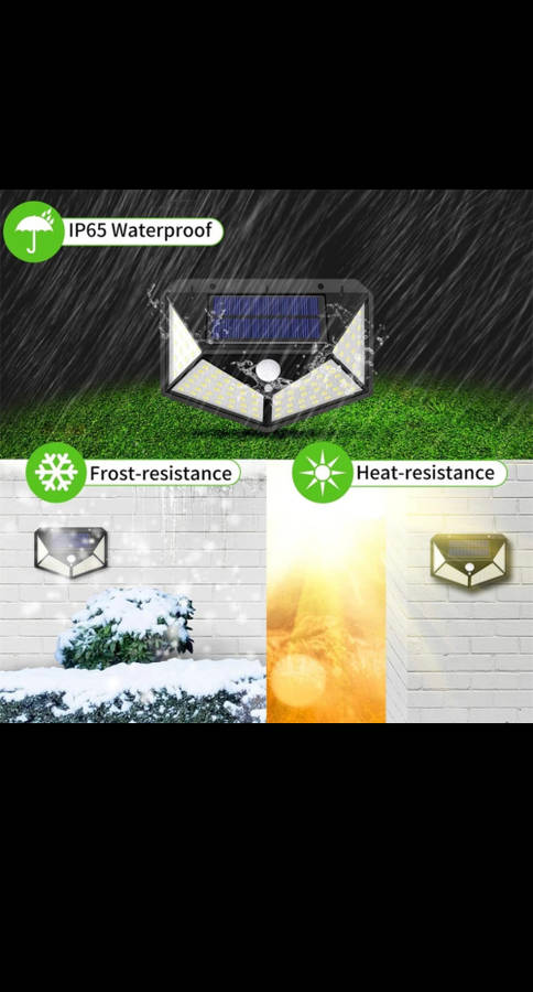 Solar LED Outdoor Garden Lamp Human Body Induction Wall Lamps Four Sides 100LED Charging Home Decor