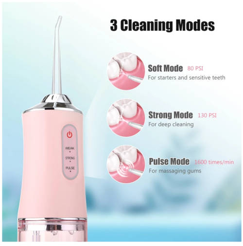 Powerful Dental Water Jet Pick Flosser Mouth Washing Machine Portable Oral Irrigator for Teeth White