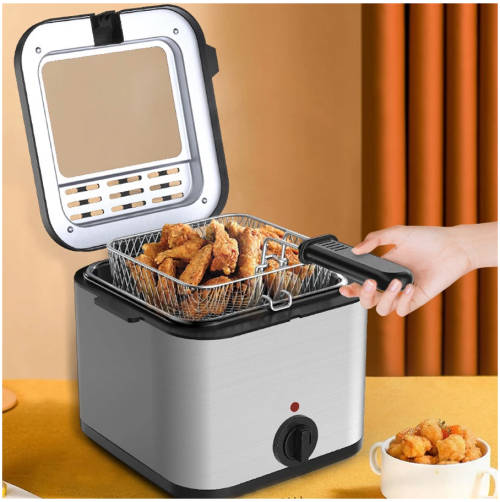 Electric Fryer 2.5L 1000W Stainless Steel Filter Adjustable Temperature and Overheat Protection Deep