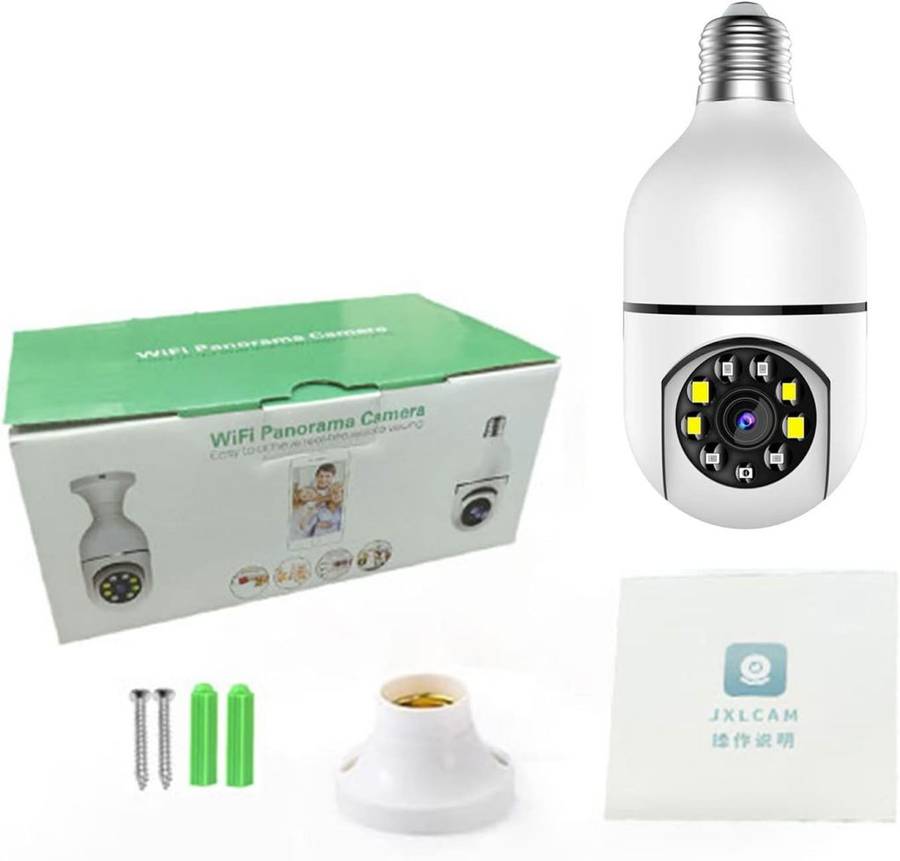 Light Bulb Type Wireless Security Camera 360° Panoramic 2-Way Talk WiFi Camera White