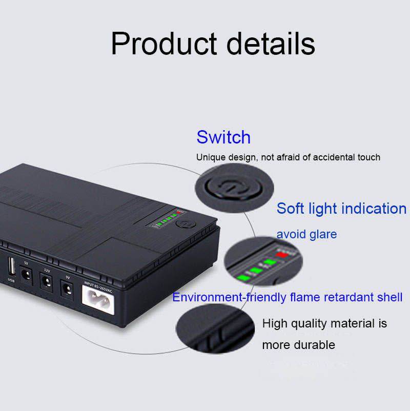 Mini Portable UPS 5V-12V For WiFi Router Large Capacity Backup Power Adapter EU/US Plug