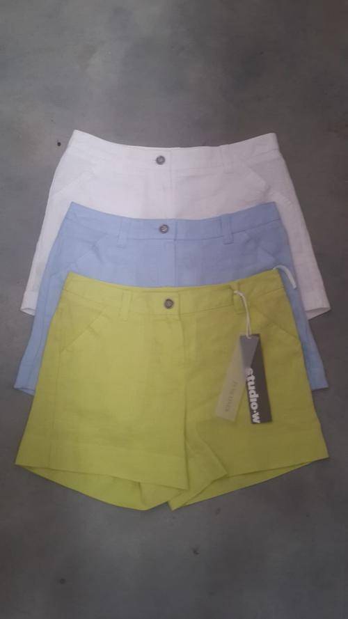 WHITE LINEN SHORTS - 36