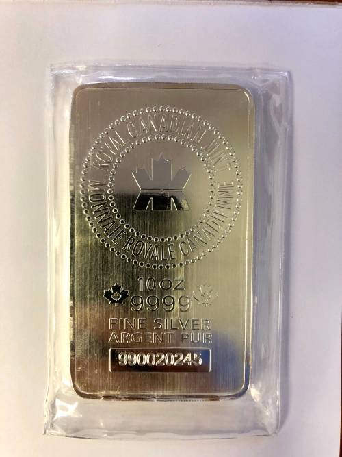 Royal Canadian Mint 10oz 99.9% pure silver bar