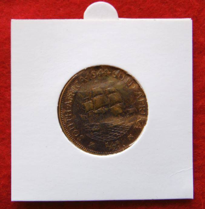 1944 S. Africa Union 1/2D Half Penny