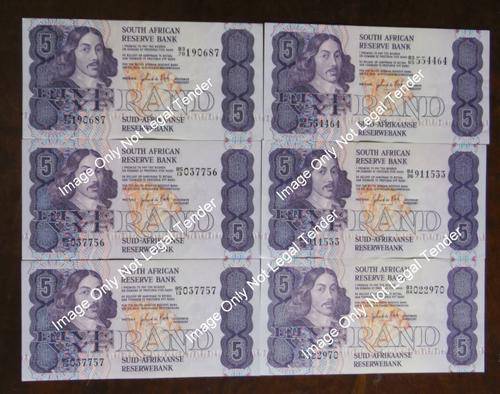 6 x  GPC de Kock R5 Bank Notes AU/EF