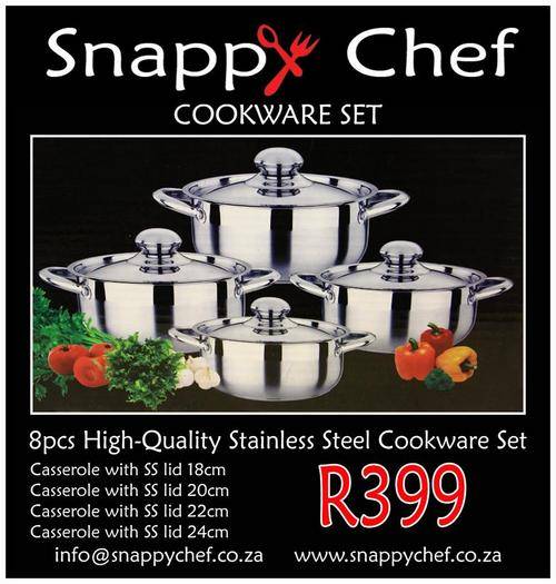 Snappy Chef- 8-piece King Pots Set-SAVE 50% ON YOUR ELECTRICITY BILL(used with SnappyChef IndCooker)