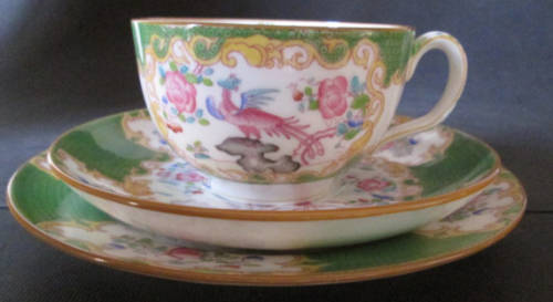 Vintage Mintons Green Cockatrice Pattern 4863 Trio