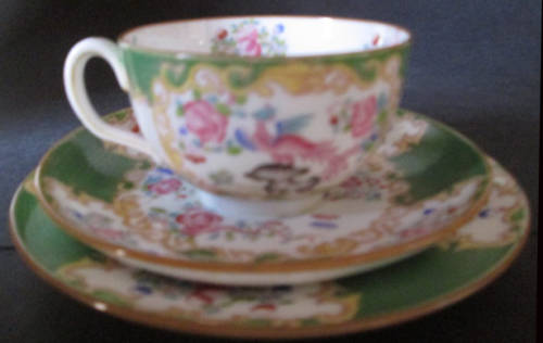 Vintage Mintons Green Cockatrice Pattern 4863 Trio