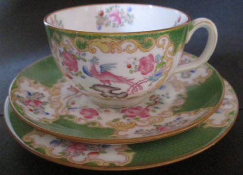 Vintage Mintons Green Cockatrice Pattern 4863 Trio